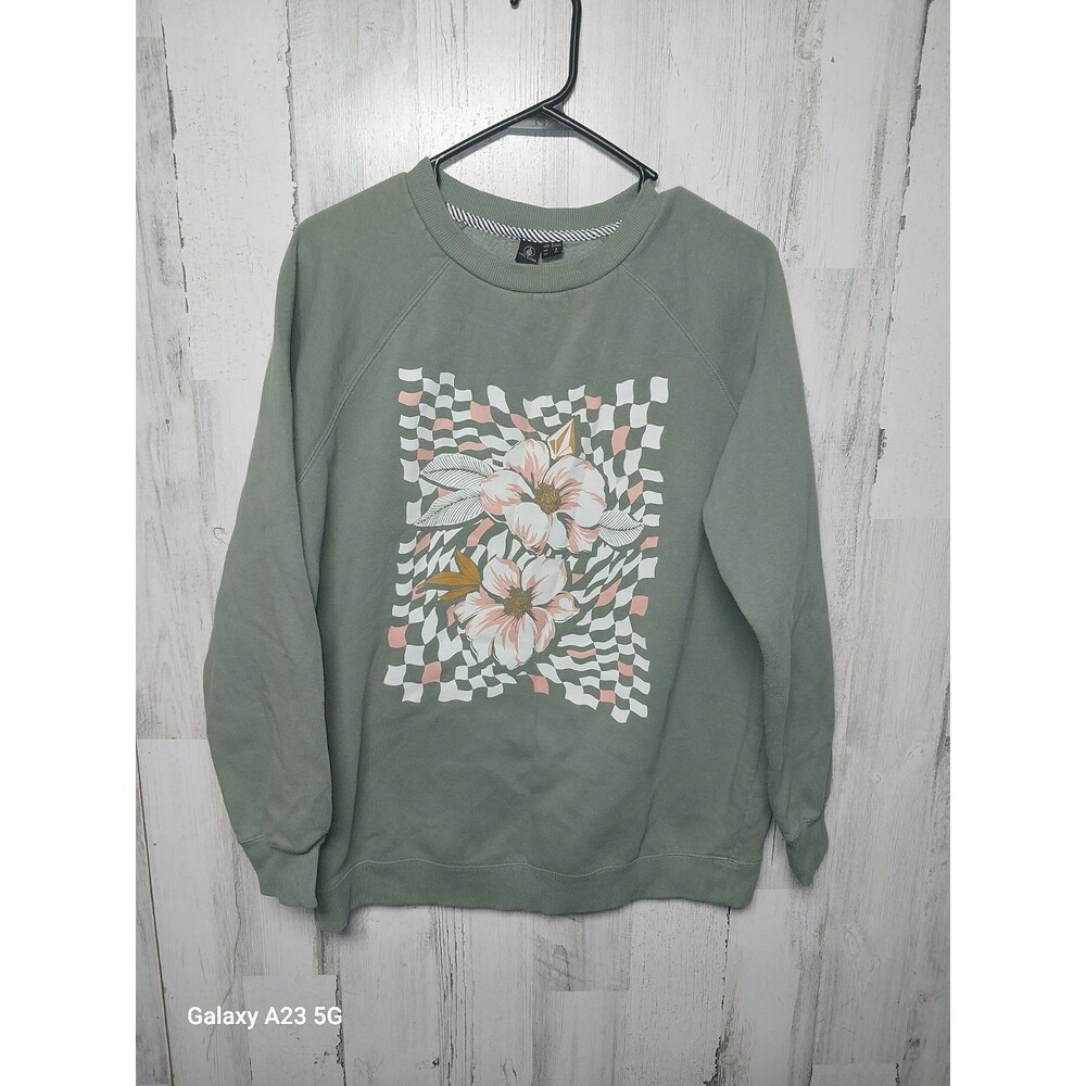 Volcom Stone Magic Boyfriend Crew Sweatshirt Light Army Small